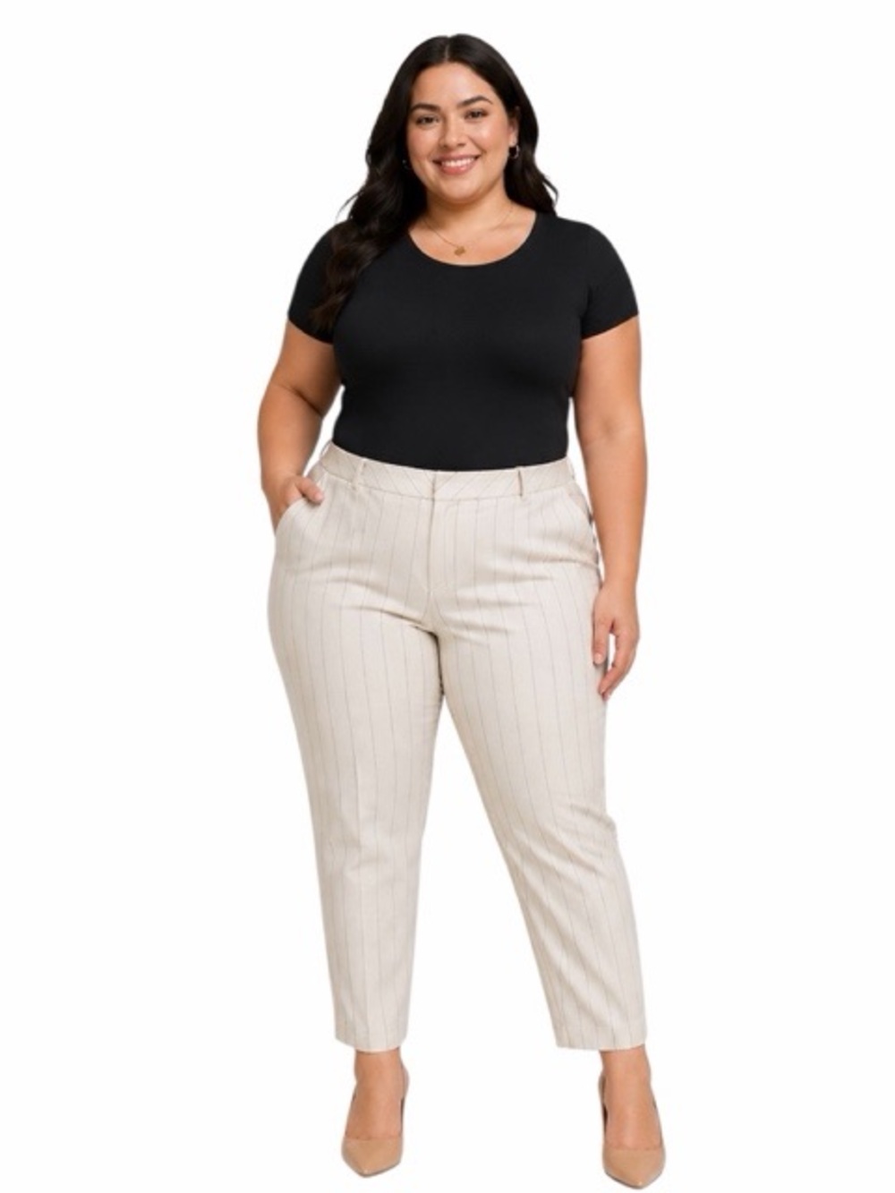 Liz Claiborne Emma Slim Leg Striped Ankle Trousers NWT